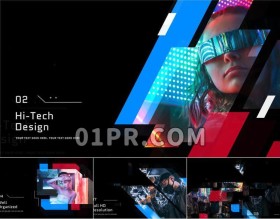 Pr模板片头 68秒赛博朋克数字高科技企业宣传公司展示 Pr素材
